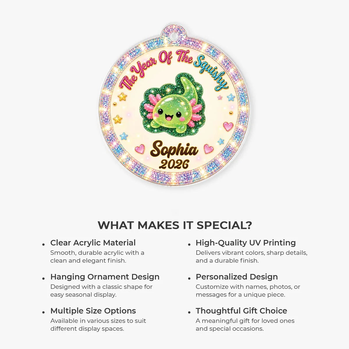 The Year of the Squishy Personalized Acrylic Ornament for Kids - Custom Christmas Keepsake Gift