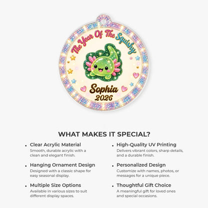 The Year of the Squishy Personalized Acrylic Ornament for Kids - Custom Christmas Keepsake Gift