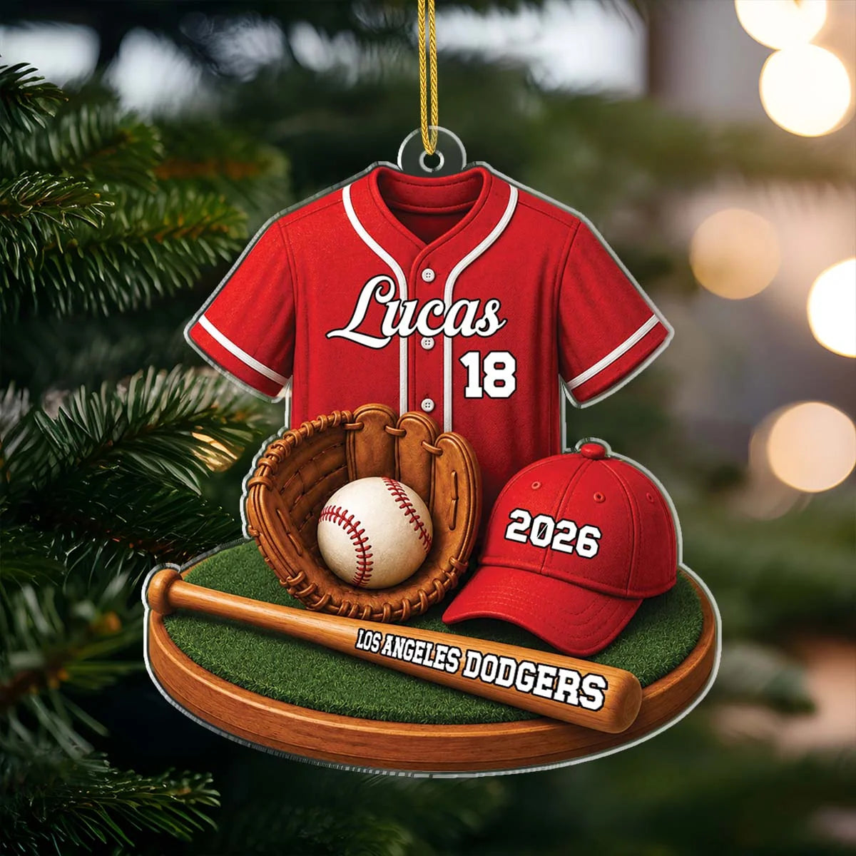 Personalized Baseball Jersey Acrylic Ornament - Custom Sports Keepsake Gift for Him