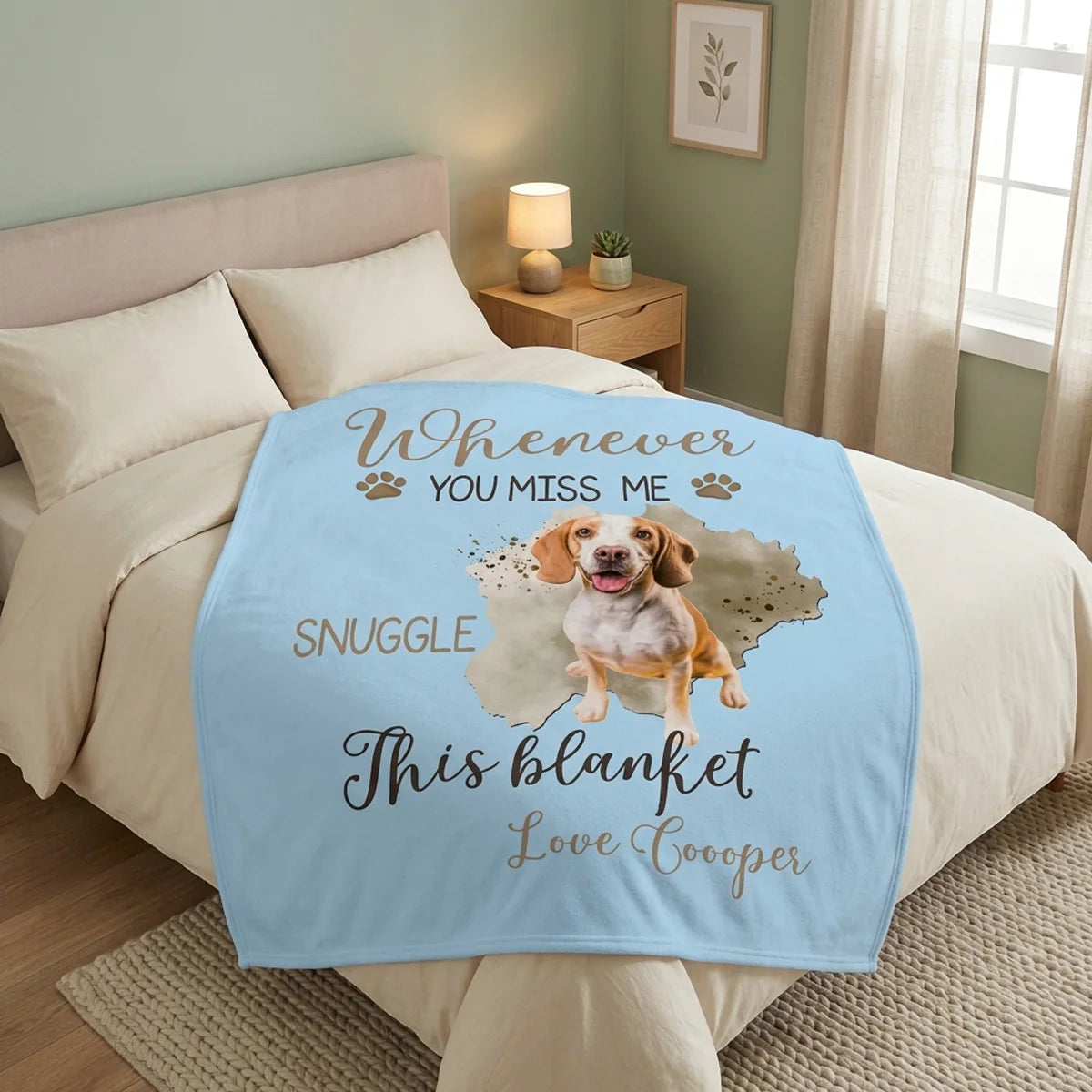 Blanket material and size view - Personalized Dog Memorial Blanket