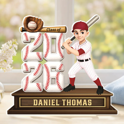 Personalized baseball acrylic plaque trophy with custom name and class of 2026 design for youth players