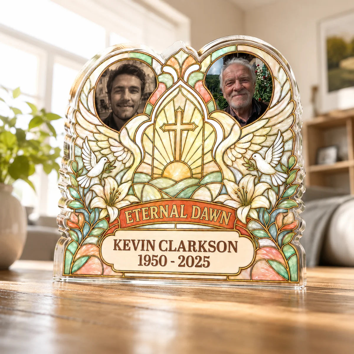 Eternal Dawn Custom Photo Memorial Acrylic Plaque - Personalized Bereavement Keepsake Gift for Family