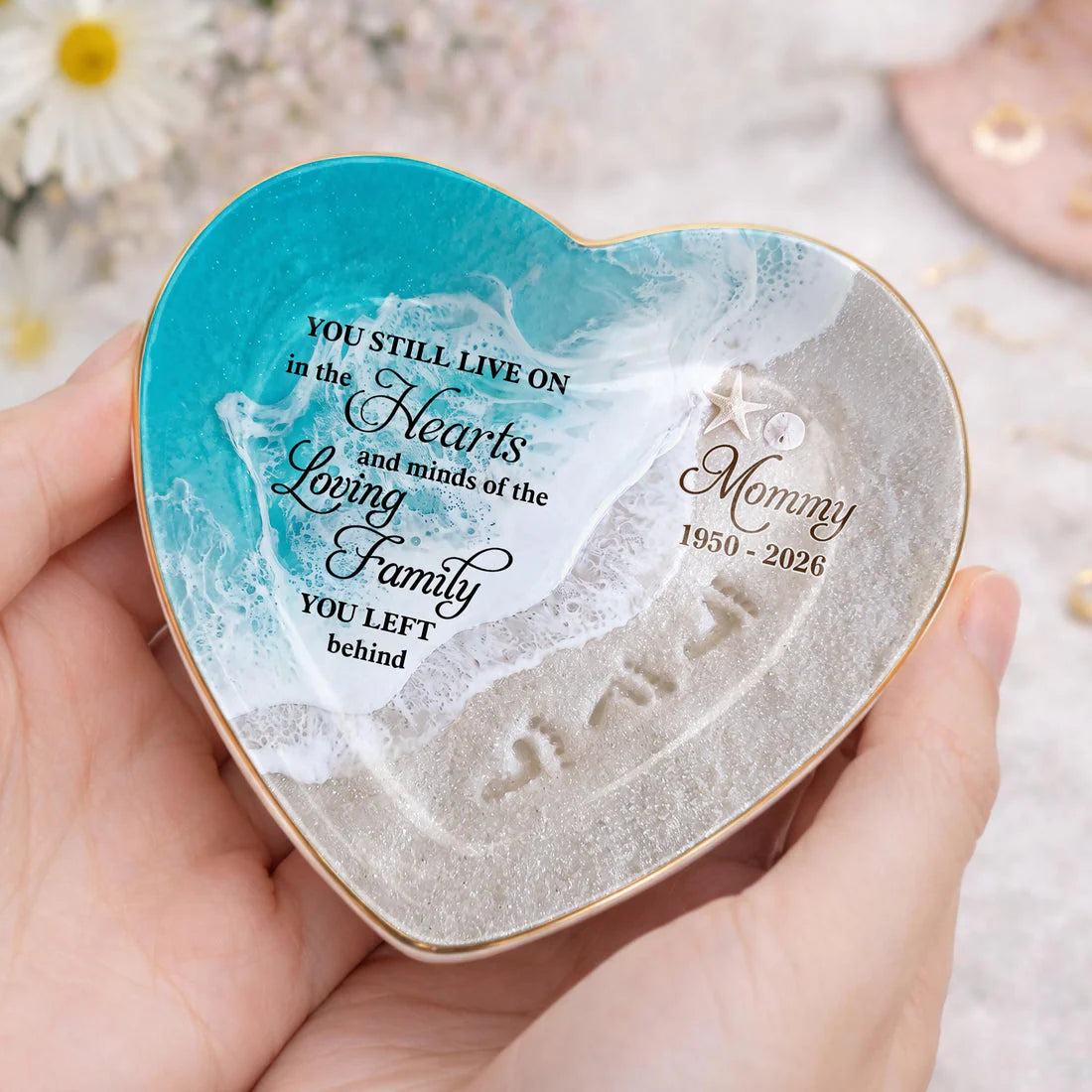 Ceramic Ornament material and size view - Personalized Memorial Ceramic Dish