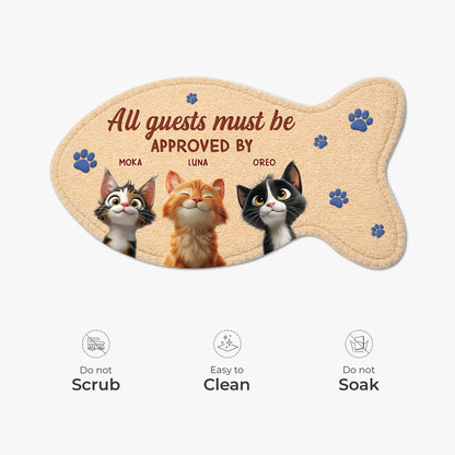 "All Guests Must Be Approved By The Cat" - Custom Shaped Doormat for Cat Lovers