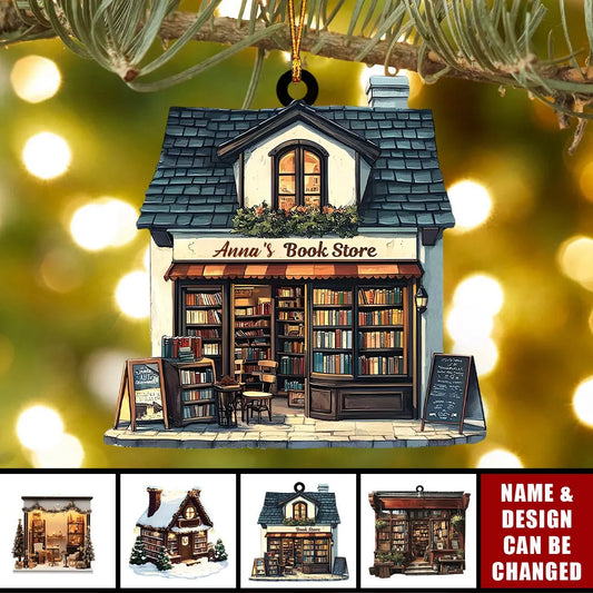 Personalized Book Store Wooden Ornament - Custom Bookworm & Librarian Christmas Keepsake Gift