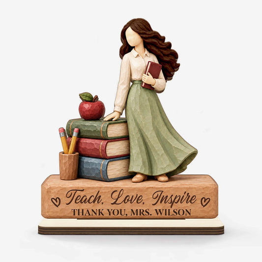 "Teach Love Inspire" Personalized Wooden Plaque - Custom Teacher Appreciation Gift
