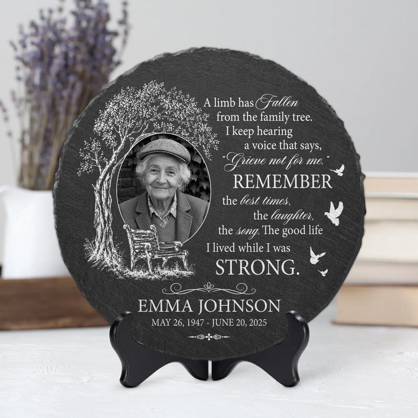 A Limb Has Fallen from the Family Tree - Personalized Photo Memorial Stone for Family