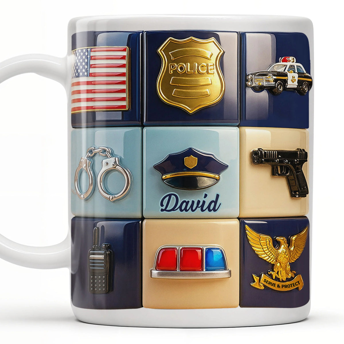 Serve & Protect Personalized Police Officer Mug for Dad - Custom Law Enforcement Gift