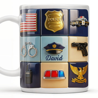 Serve & Protect Personalized Police Officer Mug for Dad - Custom Law Enforcement Gift