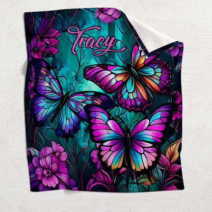 Blanket material and size view - Personalized Butterfly Blanket