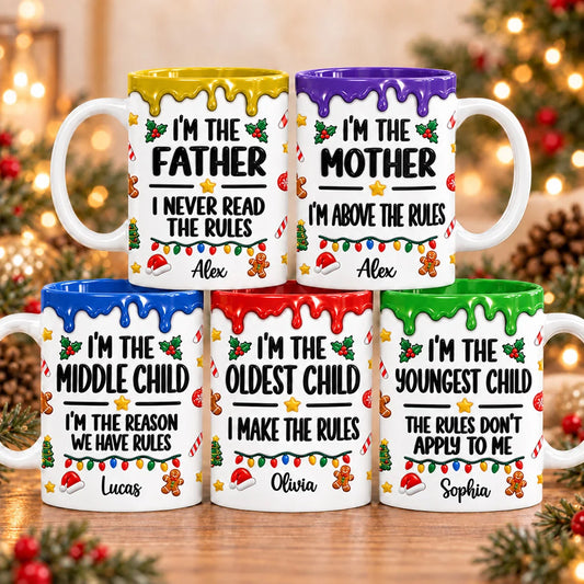 Funny Family Rules Personalized Mug - Custom Holiday Gift for Siblings and Parents