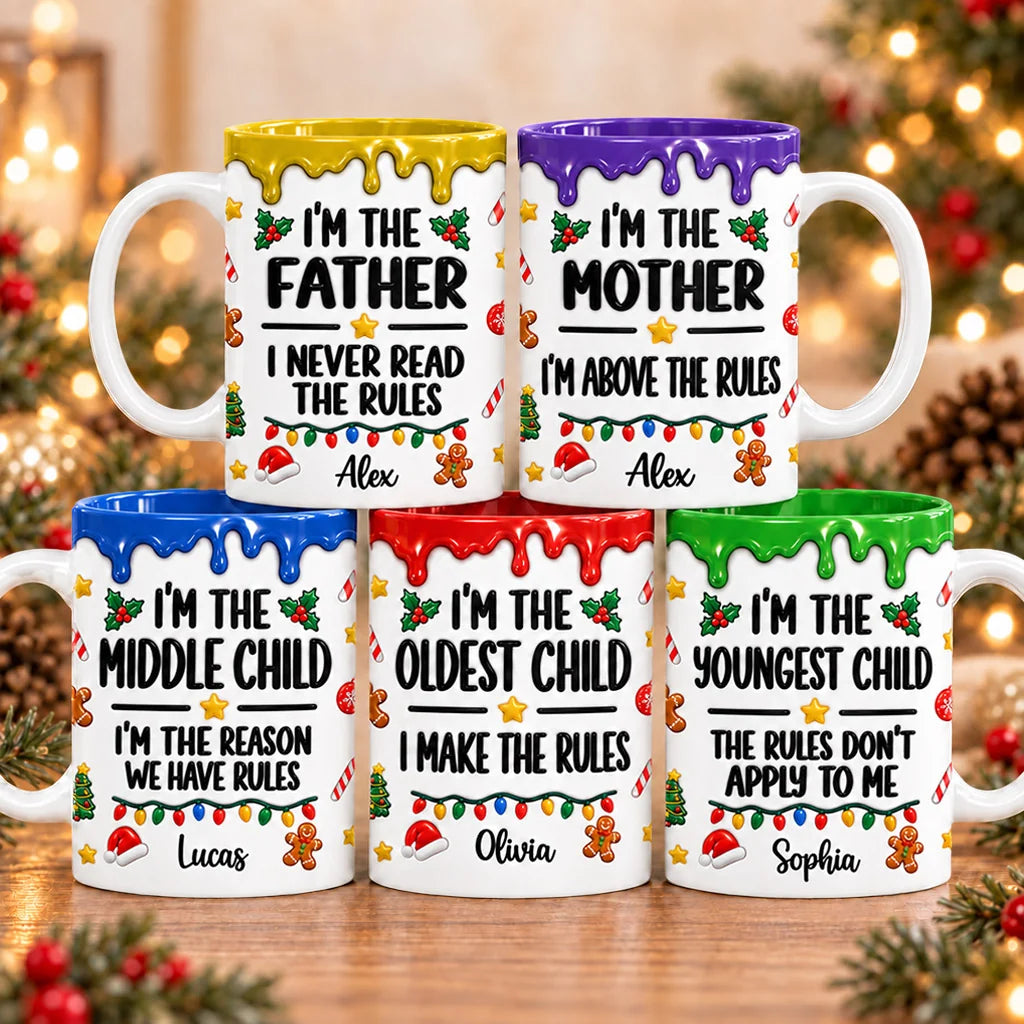 Funny Family Rules Personalized Mug - Custom Holiday Gift for Siblings and Parents