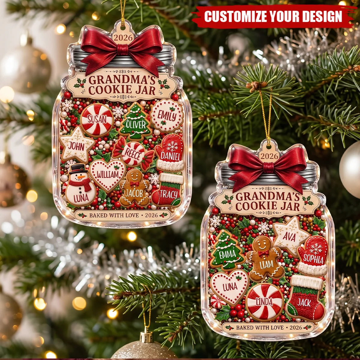 Grandma's Cookie Jar Personalized Acrylic Ornament - Custom Grandkids Christmas Keepsake