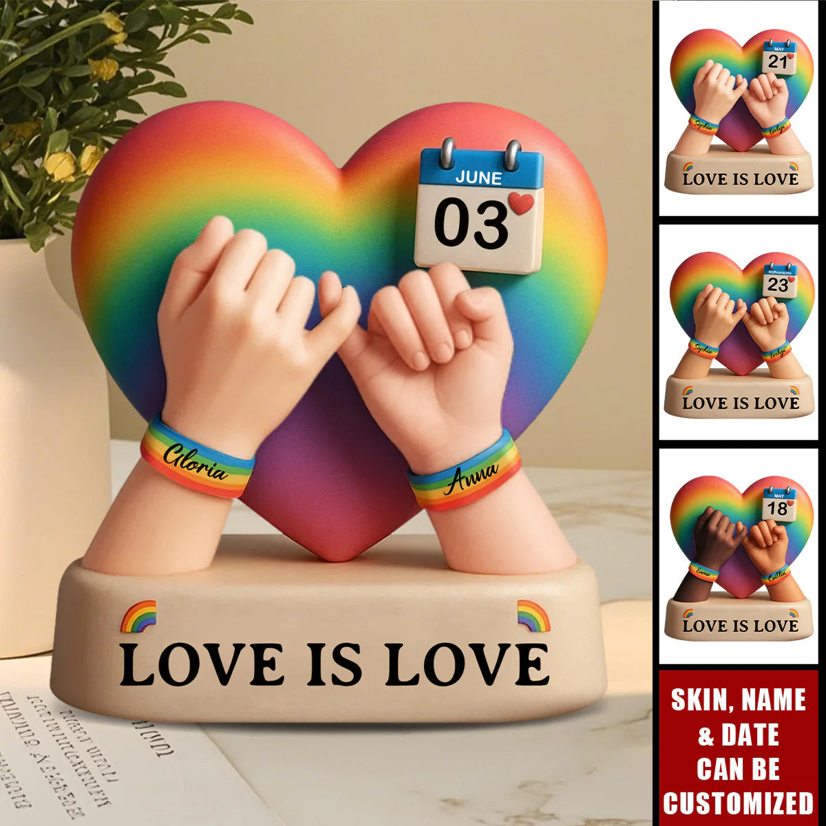 Personalized Lgbtq Pride Heart Plaque personalization view for Couples