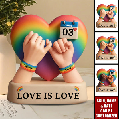 Personalized Lgbtq Pride Heart Plaque personalization view for Couples