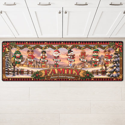 Family Forever Linked Together - Personalized Christmas Runner Rug for Kitchen Decor