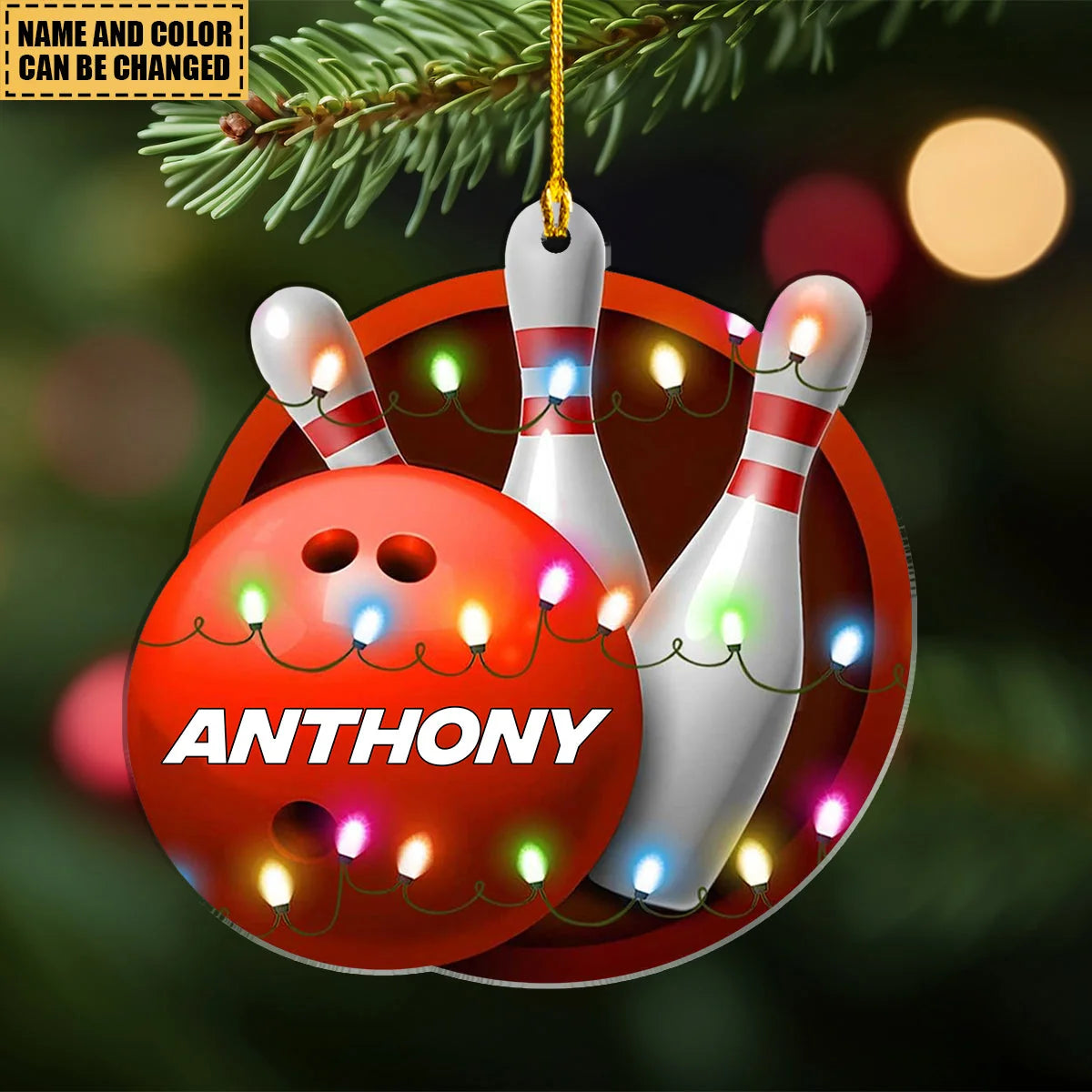 Personalized Bowling Christmas Ornament - Custom Name Sports Keepsake Gift for Bowlers