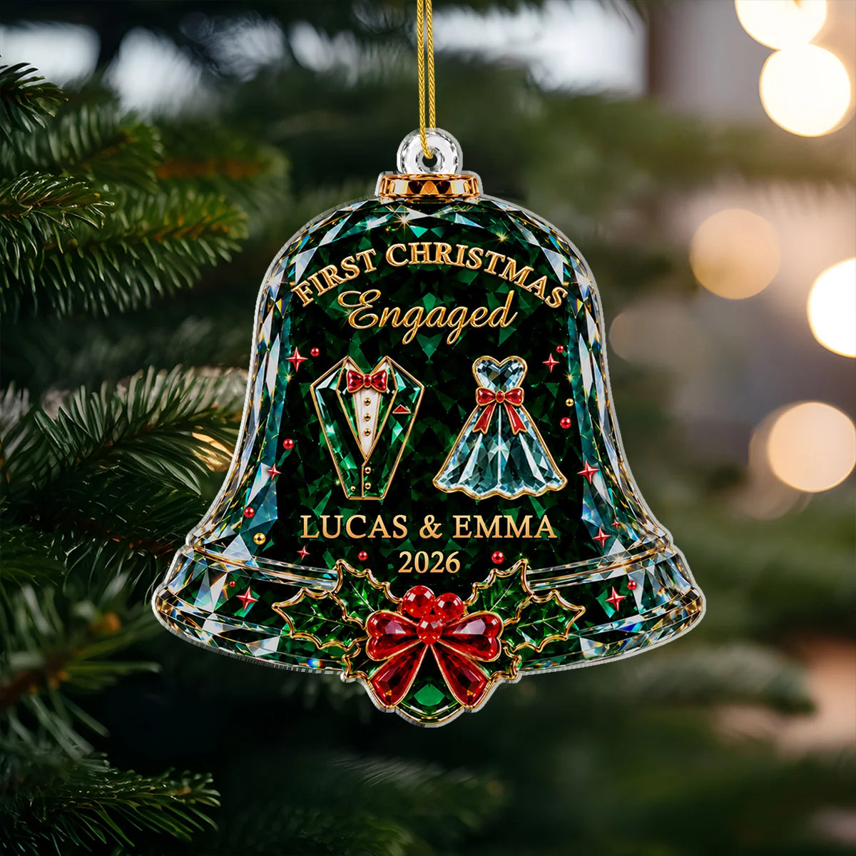 First Christmas As Mr & Mrs Personalized Bell Acrylic Ornament - Custom Couple Gift