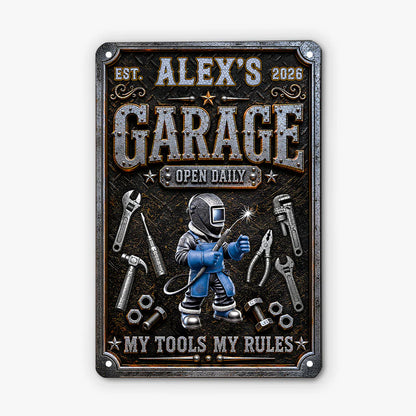 Custom Garage Metal Sign personalization view for Dad