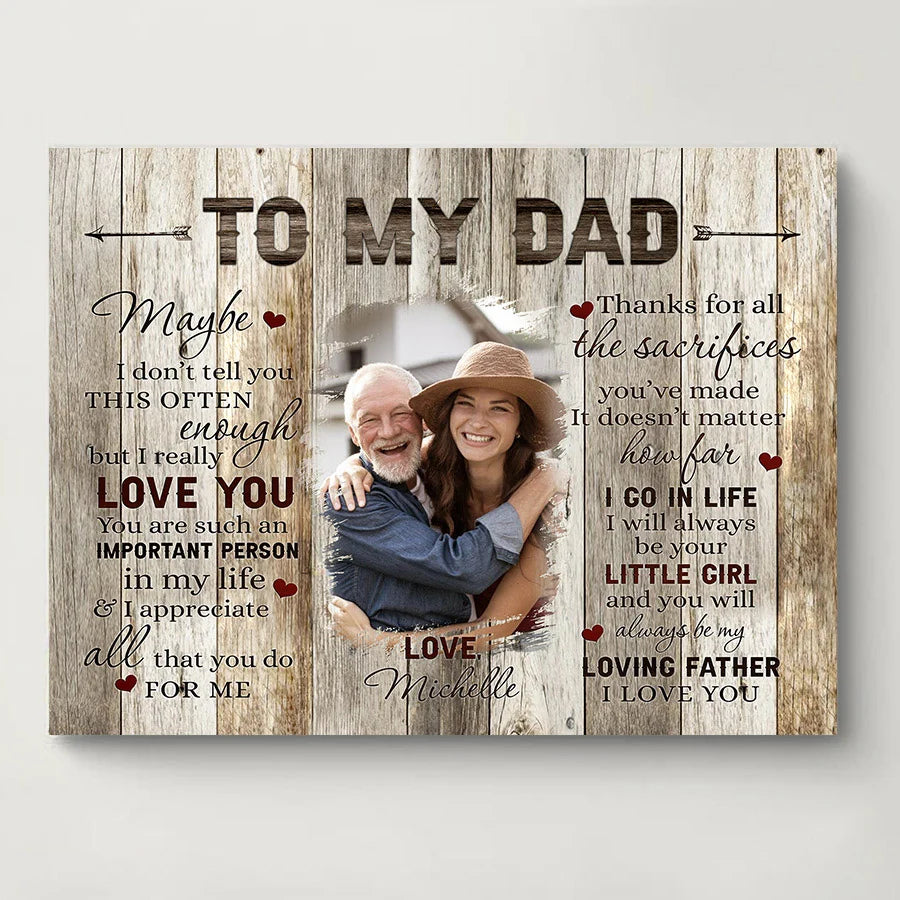 Personalized Dad Gifts From Daughter | Vintage Canvas Home Decor