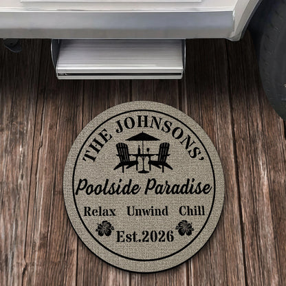 Doormat material and size view - Personalized Poolside Paradise Doormat