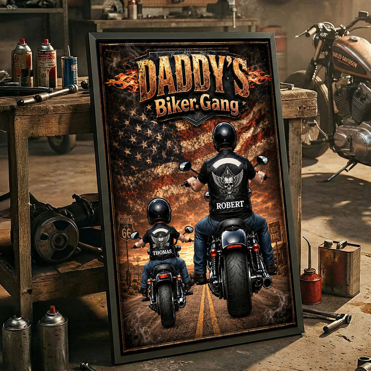 Custom Daddy's Biker Gang Poster for Dad with personalized design details for meaningful gifting image 8