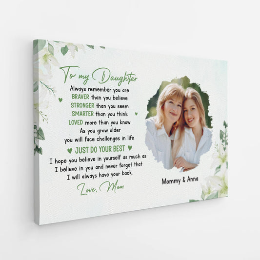 To My Daughter Always Remember Personalized Photo Canvas / Poster - Mother Daughter Keepsake Wall Art