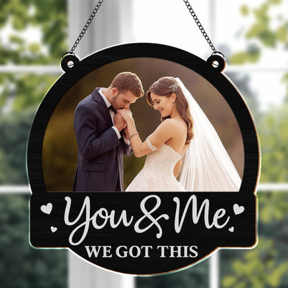 Custom Couple Photo Suncatcher for Couples with personalized design details for meaningful gifting