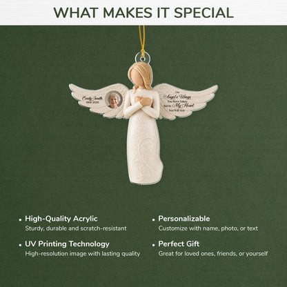 On Angel's Wings You Were Taken - Personalized Photo Memorial Acrylic Ornament Keepsake Gift