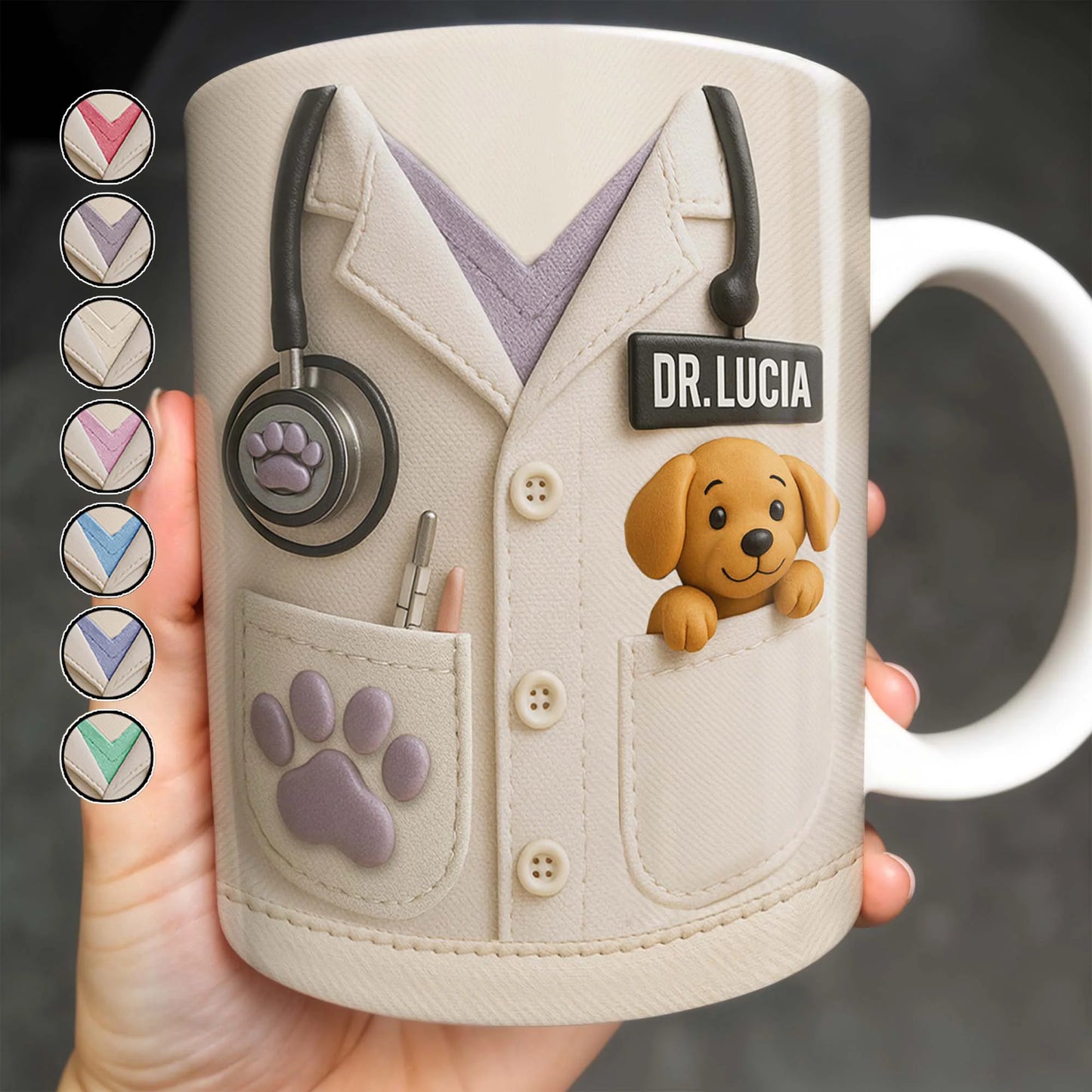 Personalized Vet Lab Coat Coffee Mug - Custom Veterinarian Gift for Dog Lovers and Vet Techs