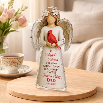 In Angels Arms Personalized Memorial Plaque - Custom Cardinal Keepsake for Loss of Loved One