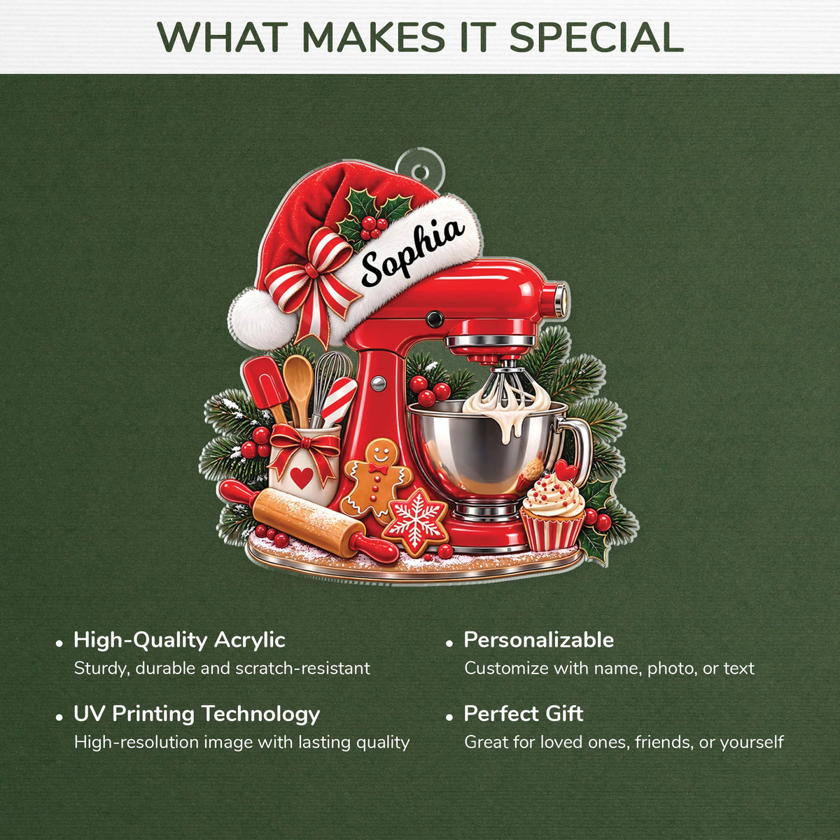 Christmas Mixer Personalized Acrylic Ornament - Custom Holiday Keepsake for Baking Lovers
