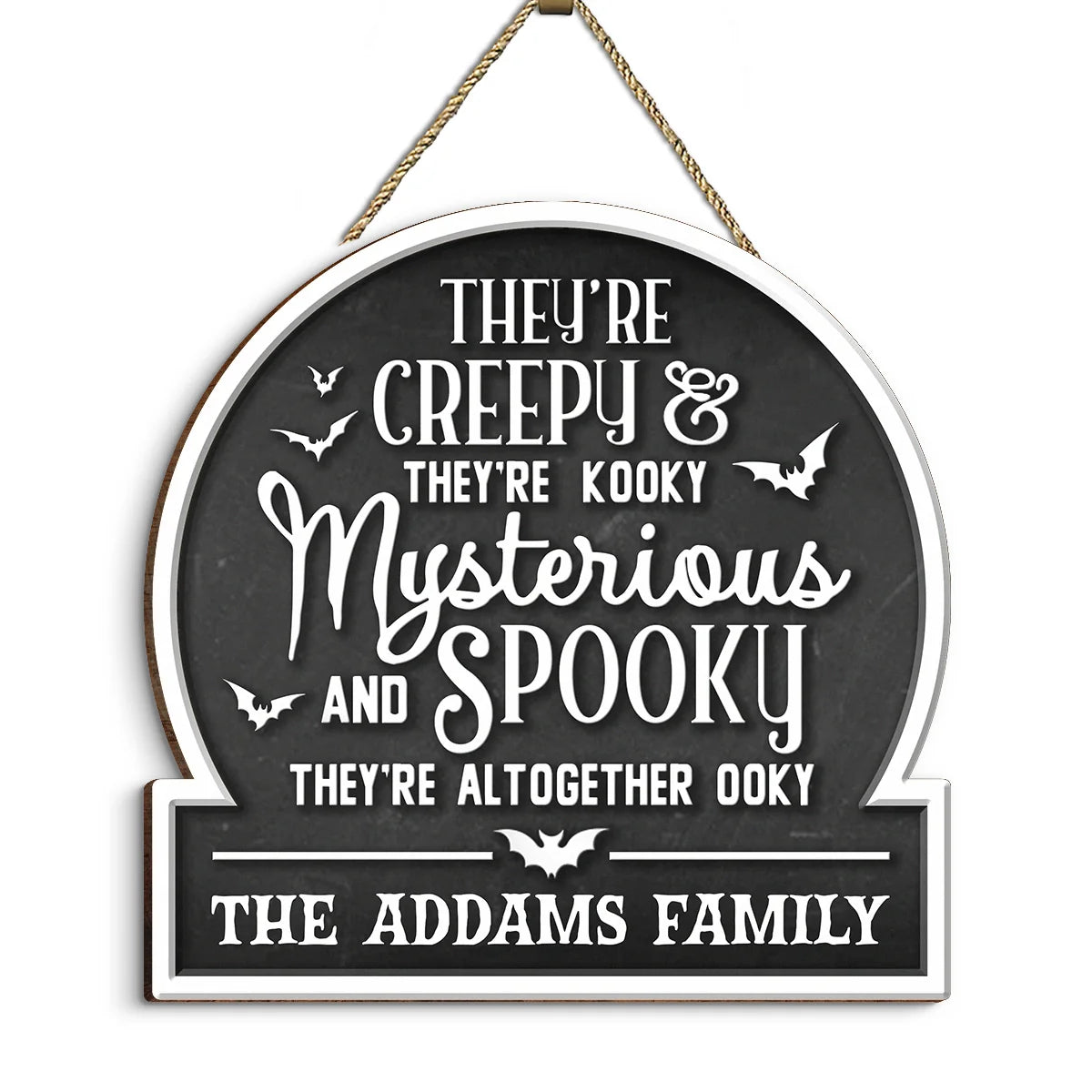 Creepy, Kooky, Mysterious, Spooky Custom Wood Sign - Custom Halloween Porch Decor for Family