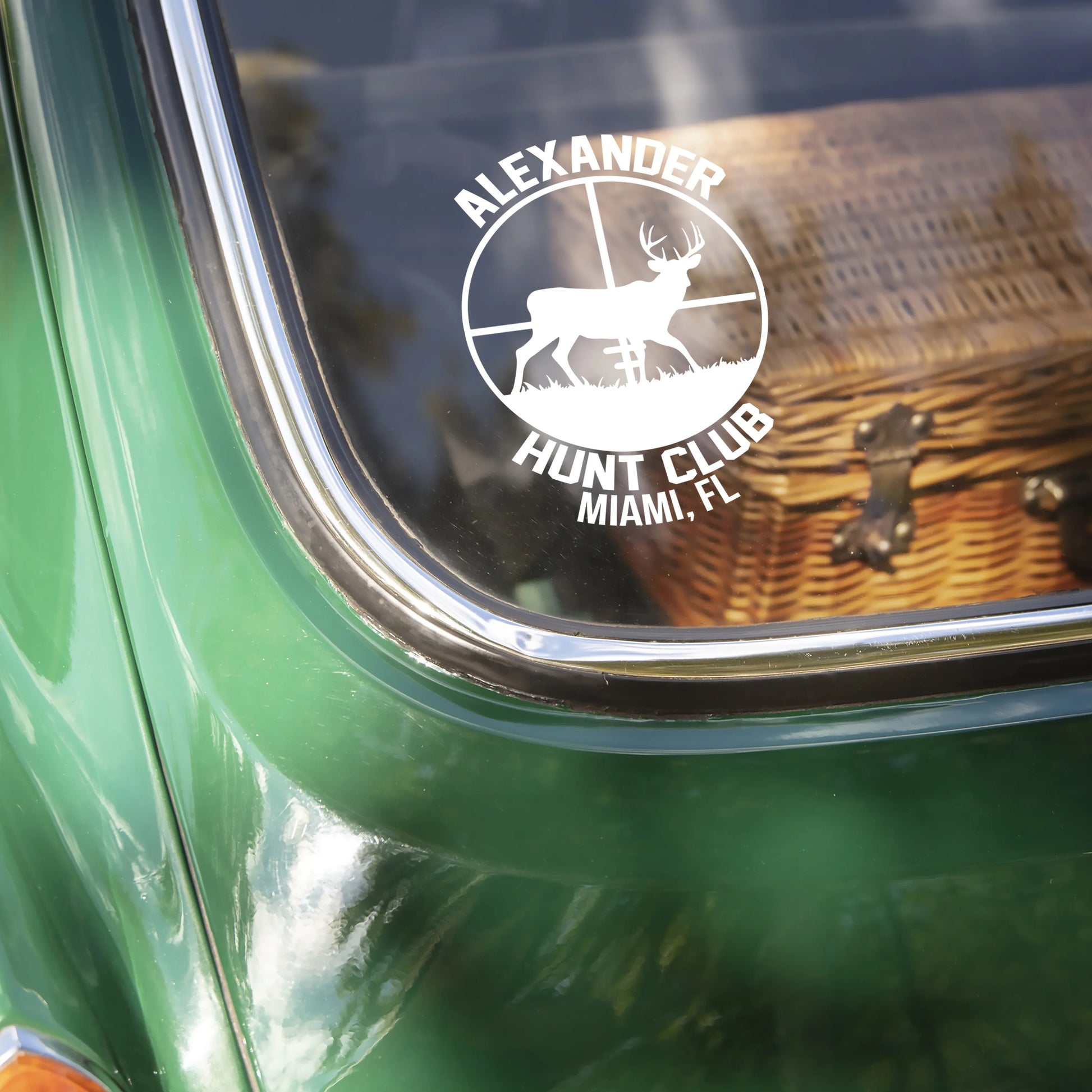Custom Hunting Club Car Decal personalization view for Dad