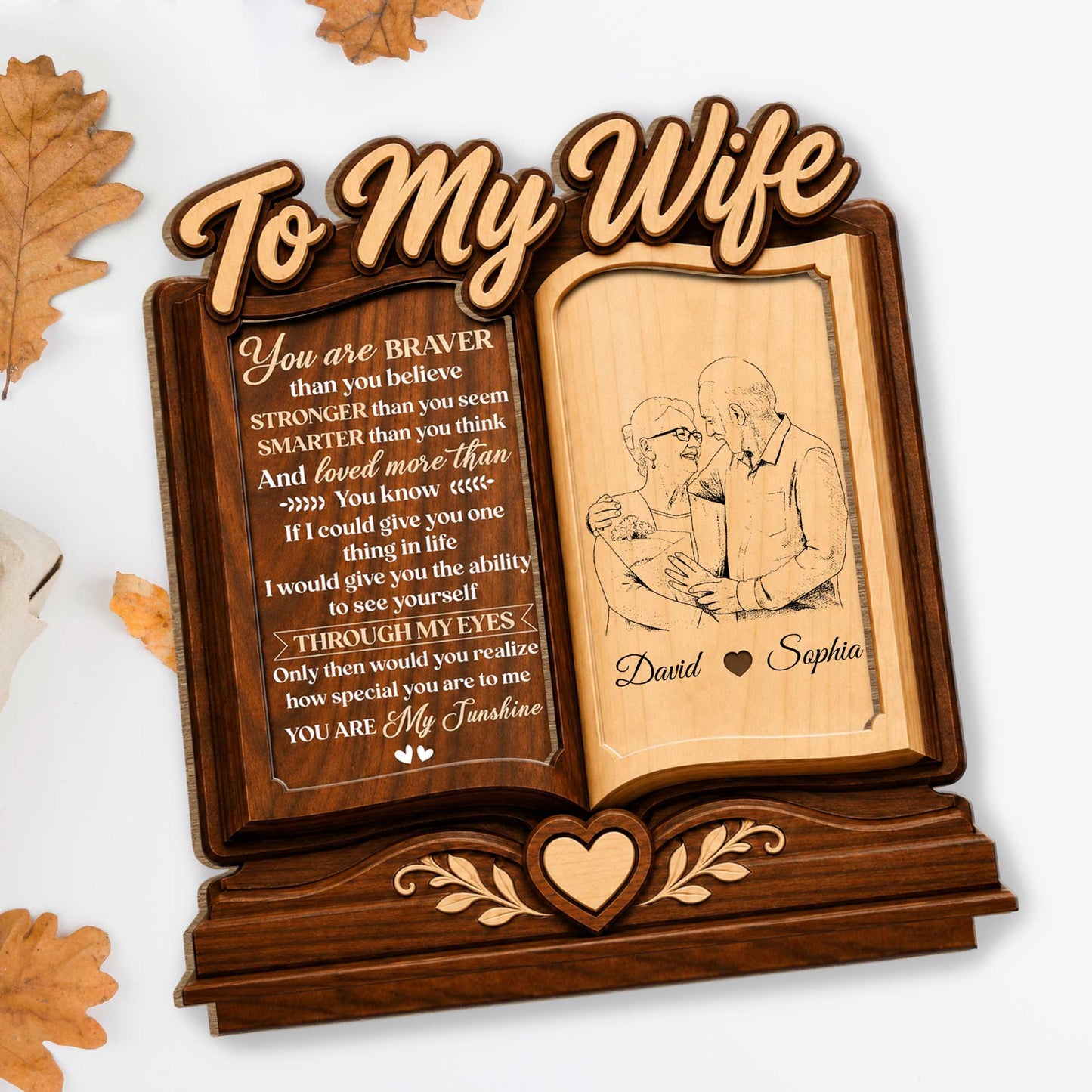 Plaque material and size view - Custom Wife Wood Plaque