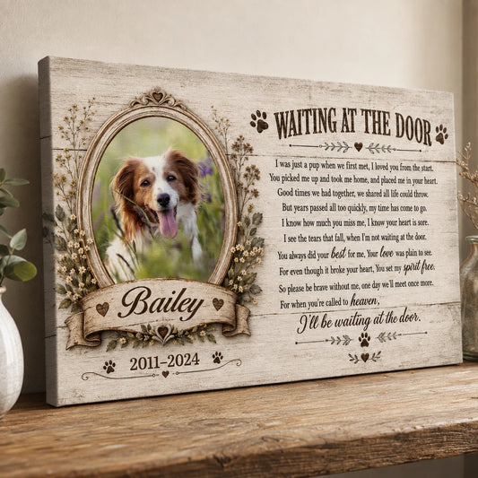 "Waiting At The Door" Personalized Pet Memorial Canvas / Poster - Sympathy Gift for Pet Loss