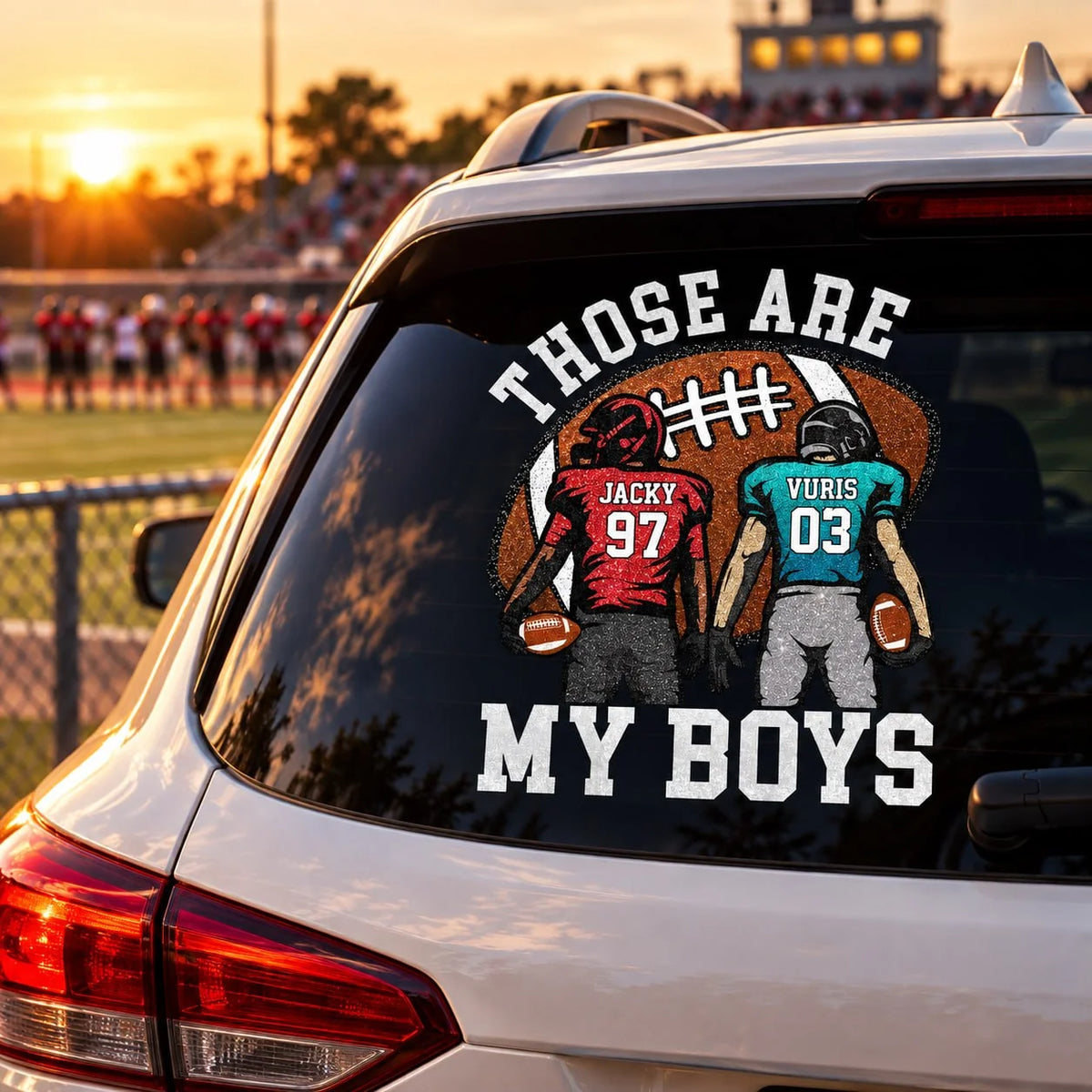 Those Are My Boys Personalized Football Car Decal - Custom Player Name & Number Sticker Gift for Sports Mom Dad