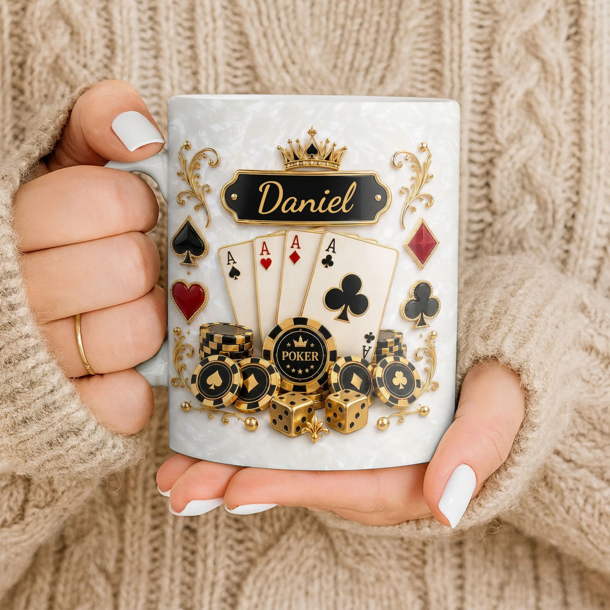 Personalized Poker King Mug for Dad with personalized design details for meaningful gifting image 9