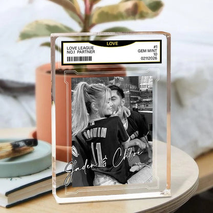 Custom Couple Photo Trading Card Acrylic Block personalization view for Boyfriend