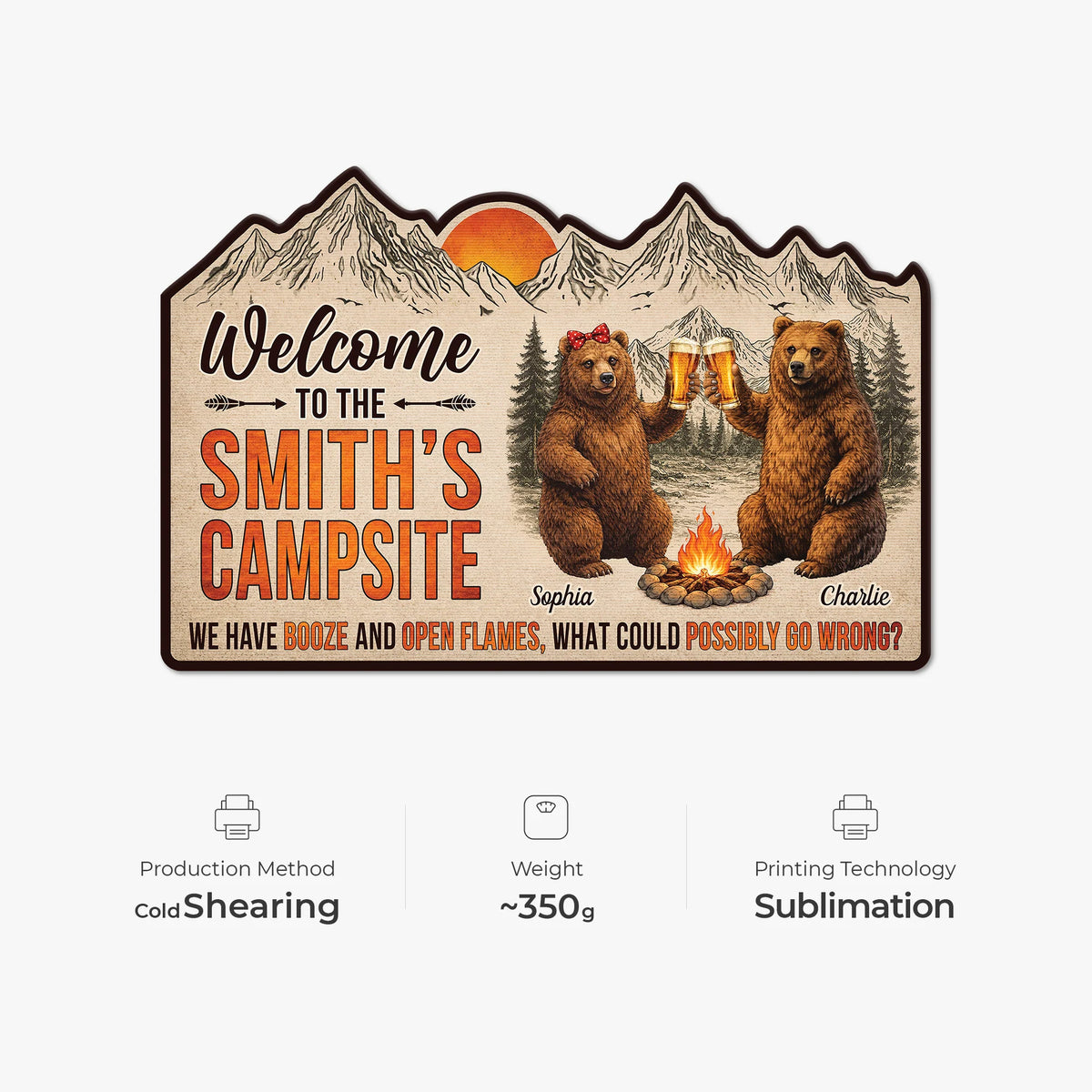 Welcome To The Fire Pit Personalized Doormat - Custom Shaped Camping Gift Mat for Couples