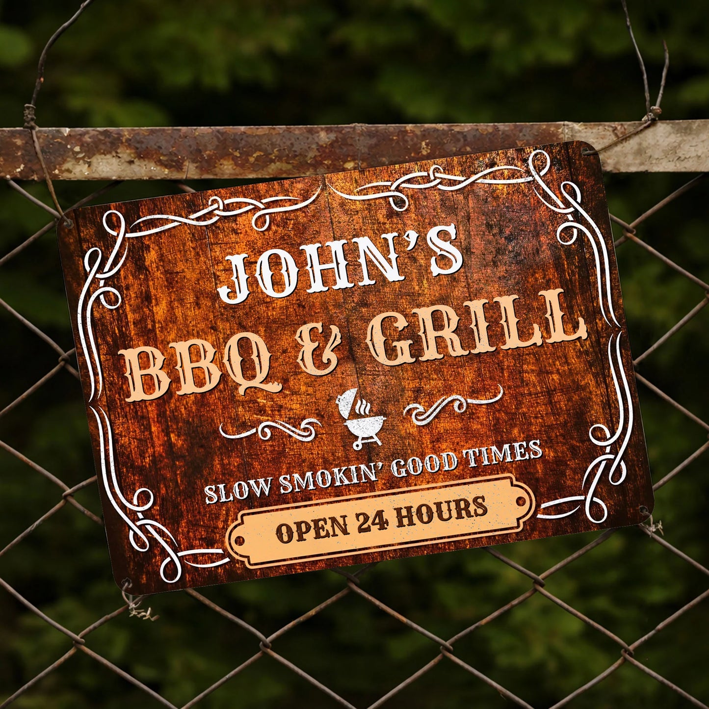 Personalized Bbq Grill Metal Sign for Dad with personalized design details for meaningful gifting image 6