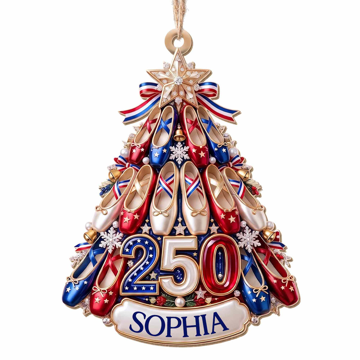 Ballet Shoes Christmas Tree Personalized Wooden Ornament - Custom Gift for Ballerina Dancer