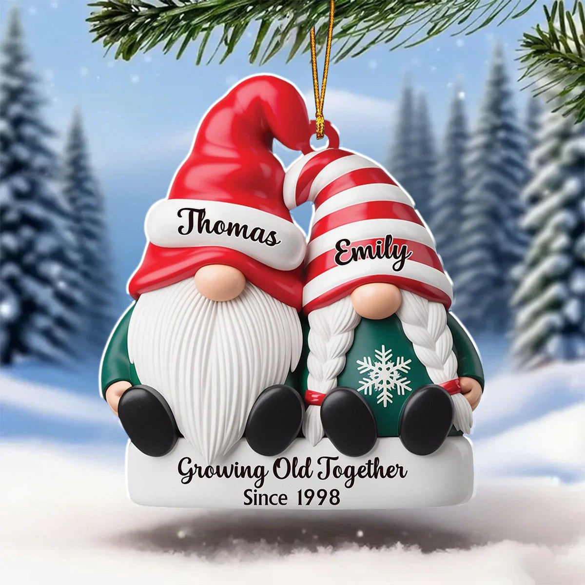 "Growing Old Together Since" Personalized Couple Acrylic Ornament - Custom Christmas Keepsake