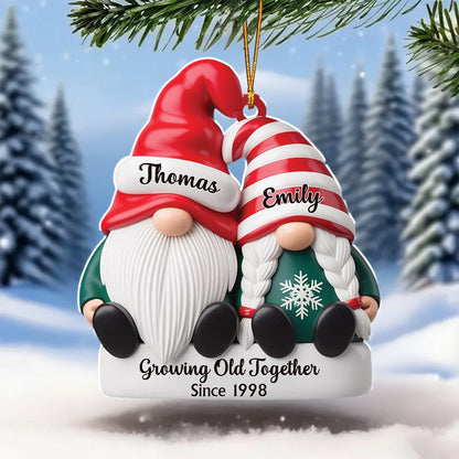 "Growing Old Together Since" Personalized Couple Acrylic Ornament - Custom Christmas Keepsake