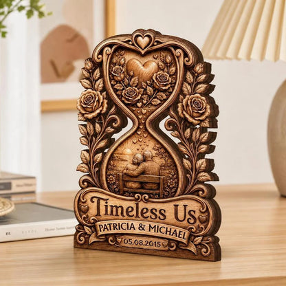 "Timeless Us" Personalized Wooden Block - Custom Couples Anniversary Keepsake Gift