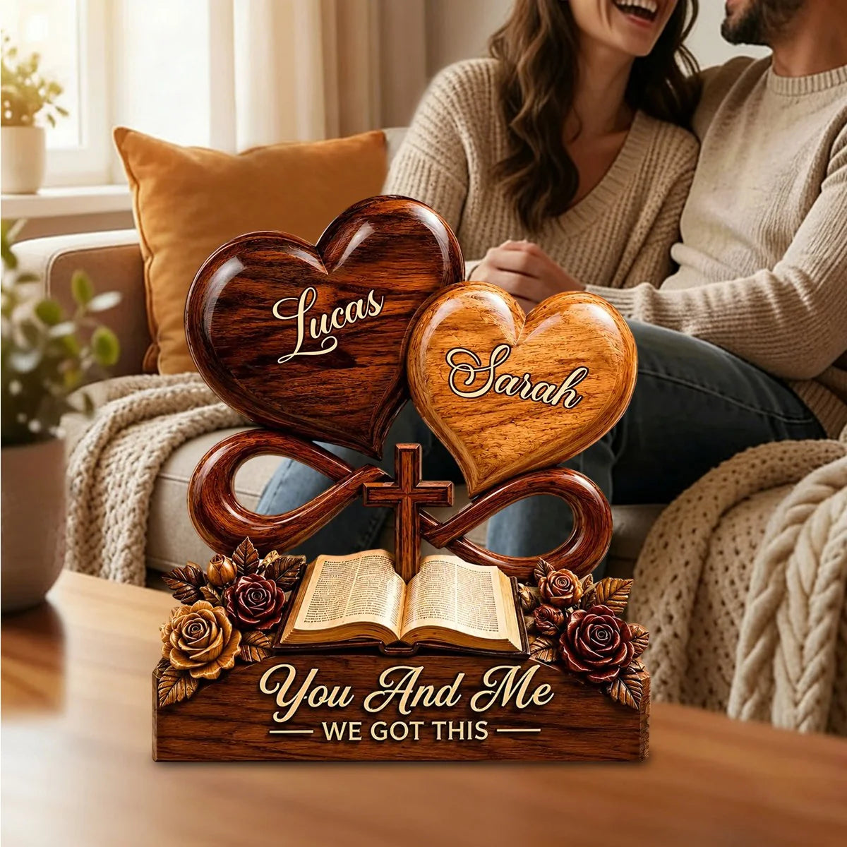 "You And Me We Got This" Personalized Wooden Block - Custom Couples Anniversary Gift