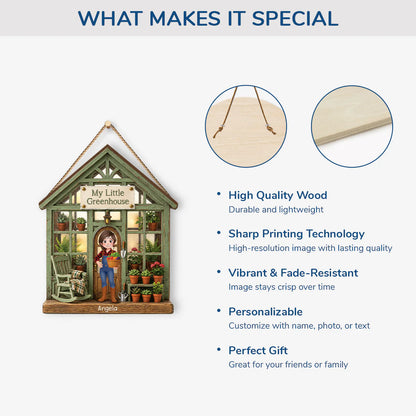 Wood Sign material and size view - Personalized Greenhouse Wood Sign