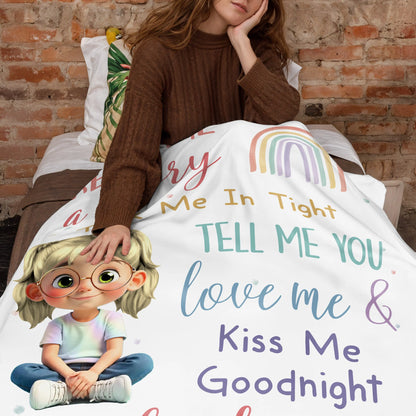 Read Me a Story, Tuck Me In Tight, Girl & Rainbow Blanket