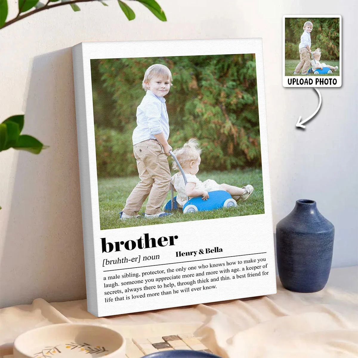 Brother Definition Custom Photo Canvas / Poster - Personalized Sibling Birthday Keepsake