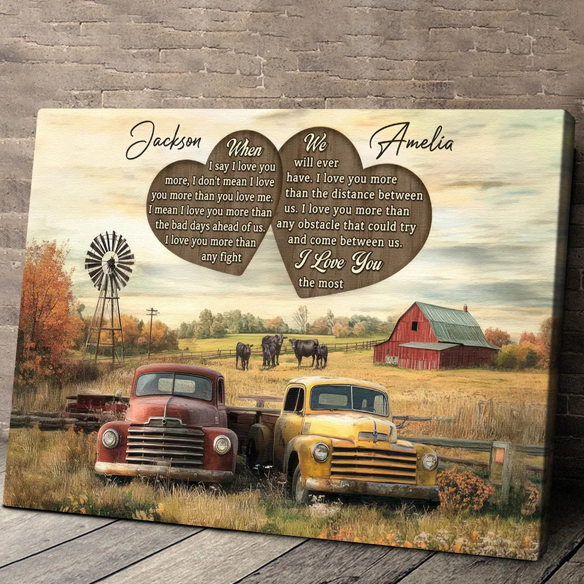 "When I Say I Love You" Personalized Couple Canvas / Poster - Custom Farmhouse Truck Gift for Wife & Husband